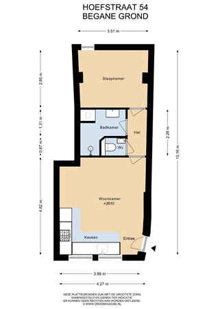 Floorplan - Hoefstraat 54, 2311 PV Leiden